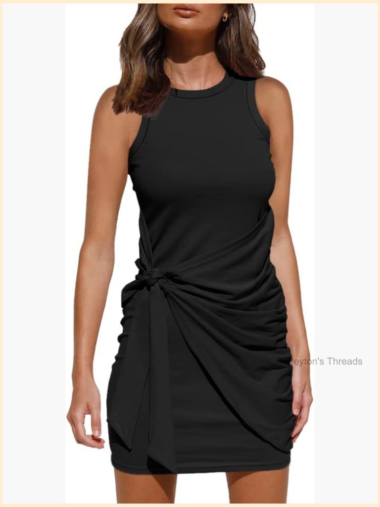 Sleeveless Bodycon Tank Ruched Mini Dress Casual